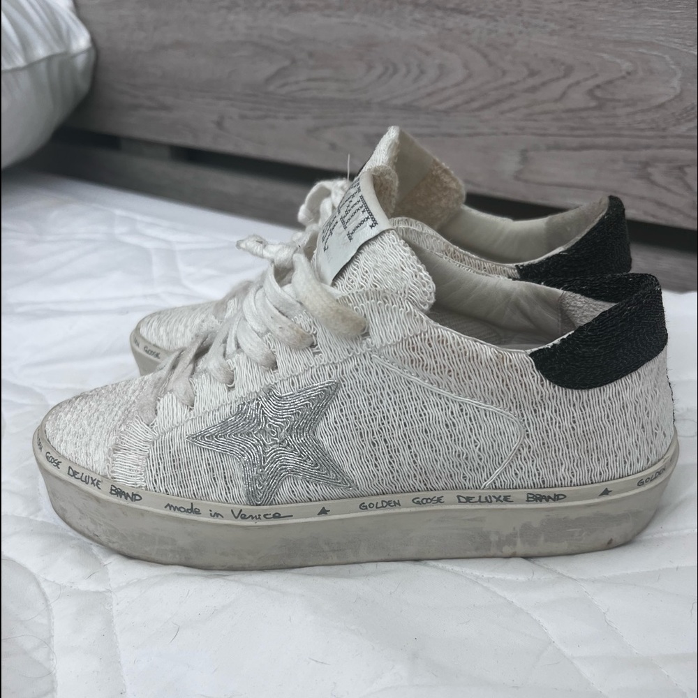 Golden Goose White and Black Athletic Shoes